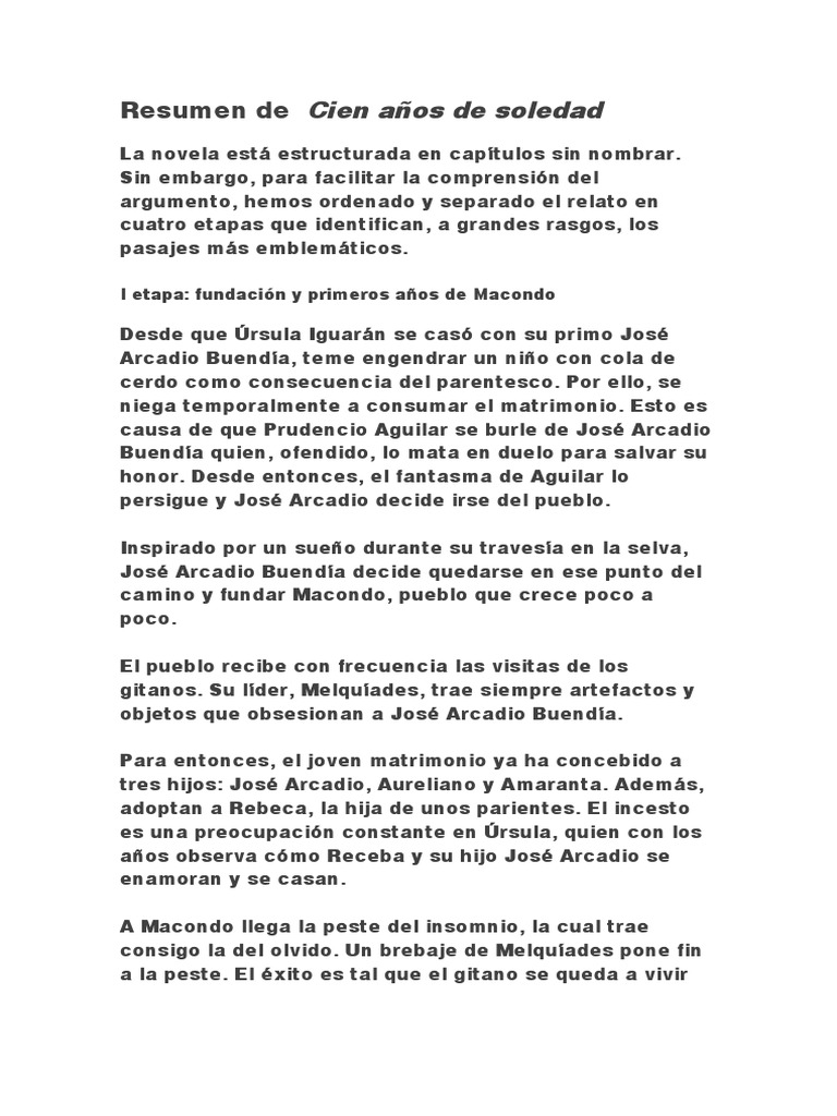 Resumen de Cien a os de soledad - 1602555625