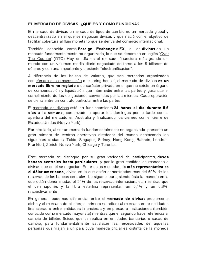 Qué es el mercado de divisas | PDF | Mercado de divisas | Tipo de cambio
