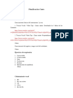 Planificación de 12 sesiones de canto para el desarrollo de la técnica vocal