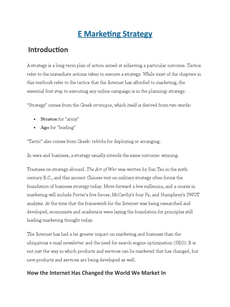 E Marketing Strategy Essentials | PDF | Strategic Management | Marketing