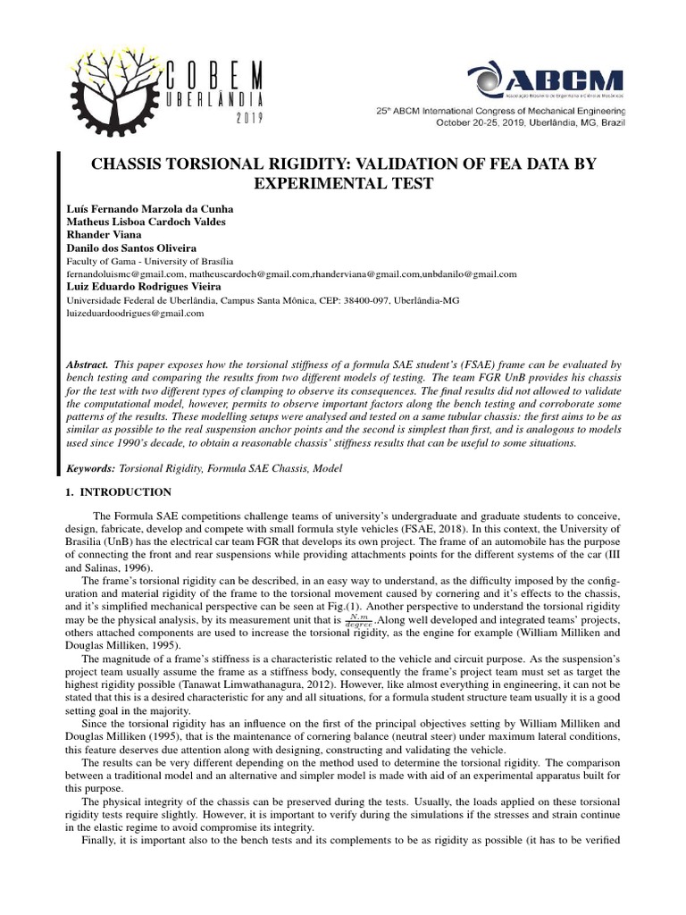 Chassis Torsional Rigidity Validation of Fea Data by Experimental Test