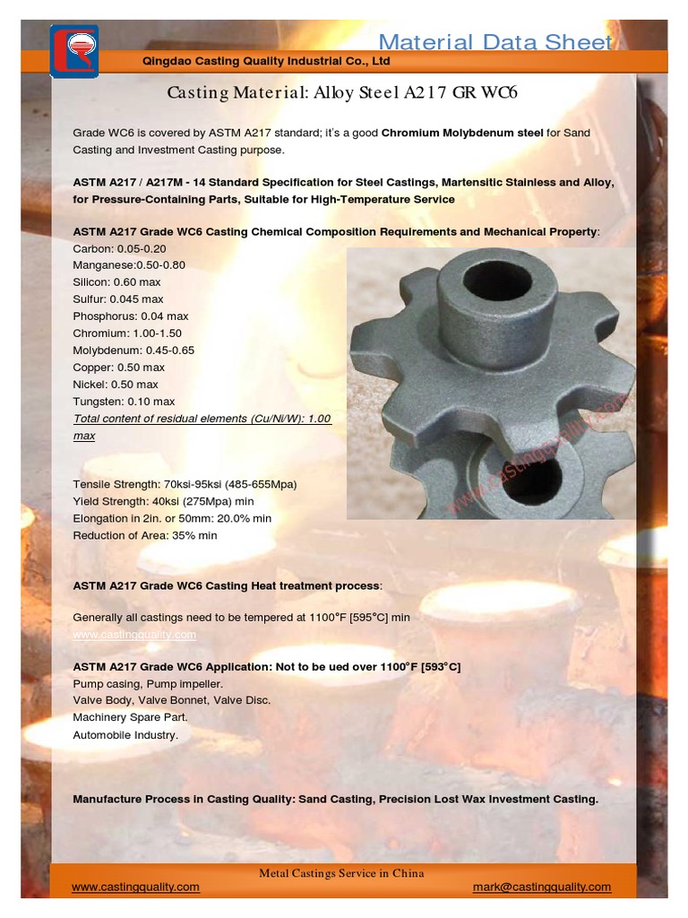 ASTM A217 Grade WC6 Material Overview | PDF | Casting | Steel