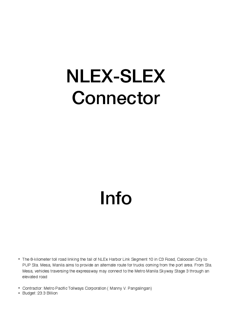 NLEX-SLEX Connector Project Overview | PDF