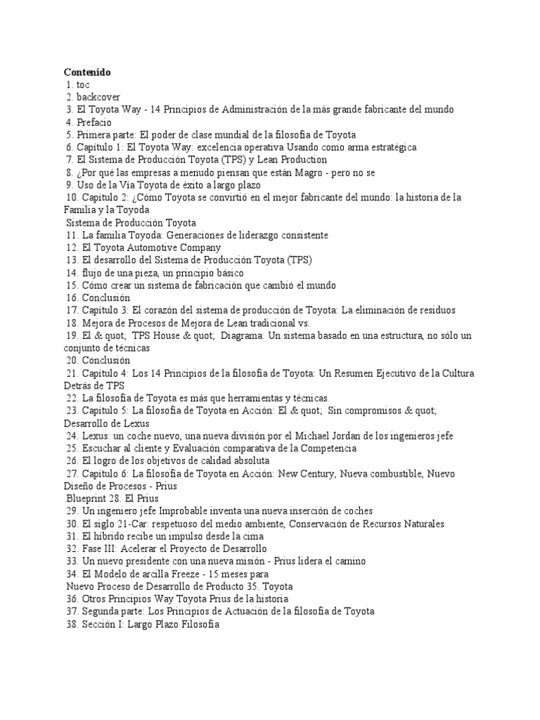 The Toyota Way Traducido PDF Toyota Procesos De Negocio