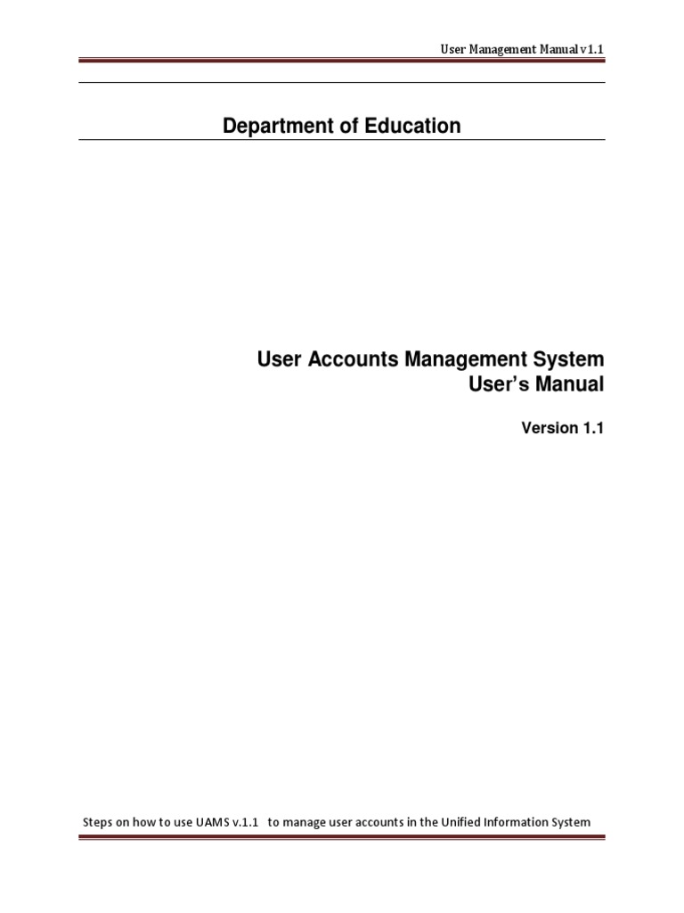 User Accounts Management Manual v1.1 | PDF | User (Computing) | Login