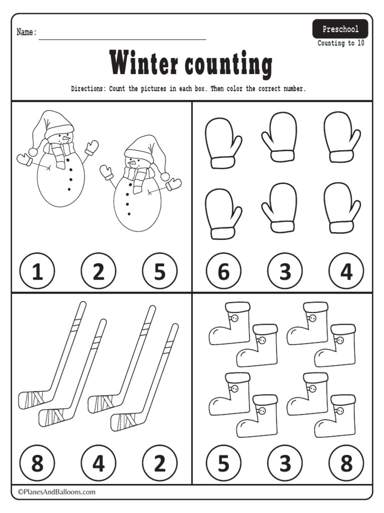 Winter Counting Worksheets Preschool | PDF, image size:768x1024