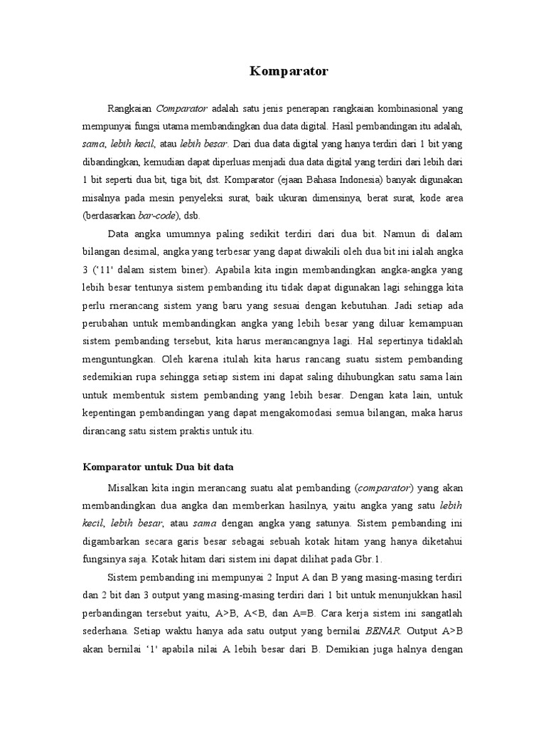 Fungsi dan Desain Komparator Digital | PDF | Metode & Bahan Ajar
