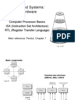 Embedded Systems: Hardware: Computer Processor Basics ISA (Instruction Set Architecture) RTL (Register Transfer Language)