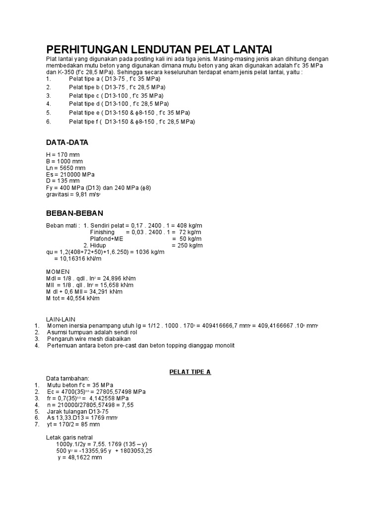 Perhitungan Lendutan Pelat Lantai | PDF