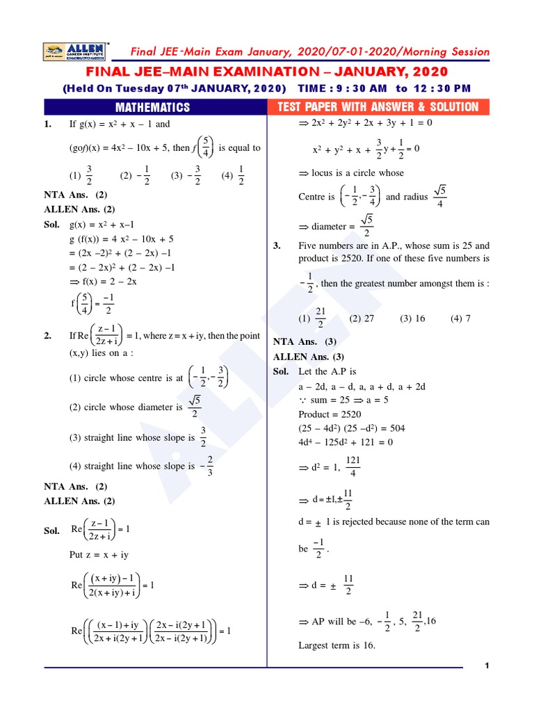 0701 Mathematics Paper With Ans Solution Morning Geometric Objects Geometry