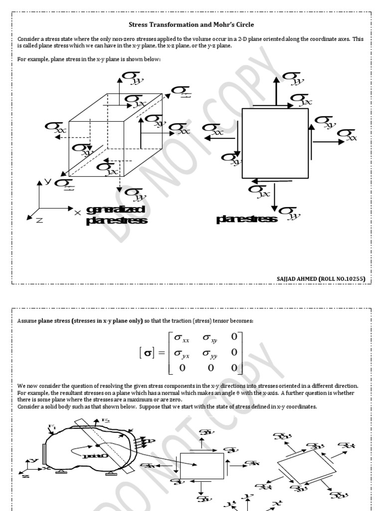 Plane Stress Transformation | PDF | Stress (Mechanics) | Classical ...