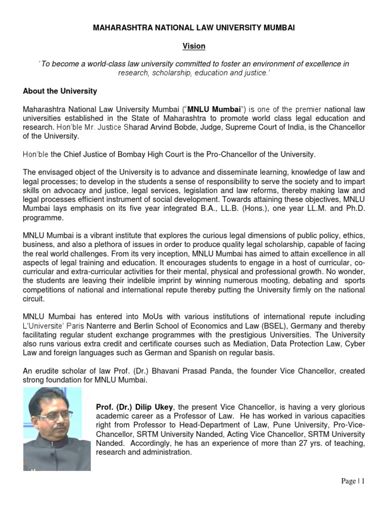 MNLU Mumbai Admission Brochure 2019-20 | PDF | Social Institutions ...