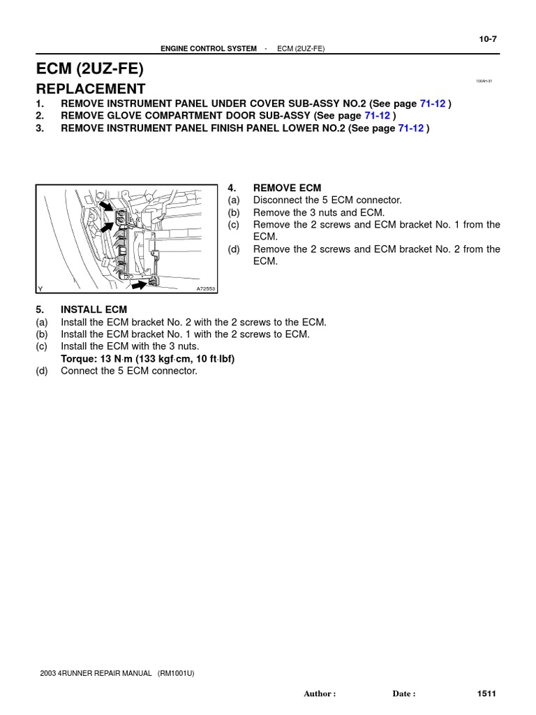 2003 4Runner ECM Replacement Guide | PDF | Computers | Technology ...