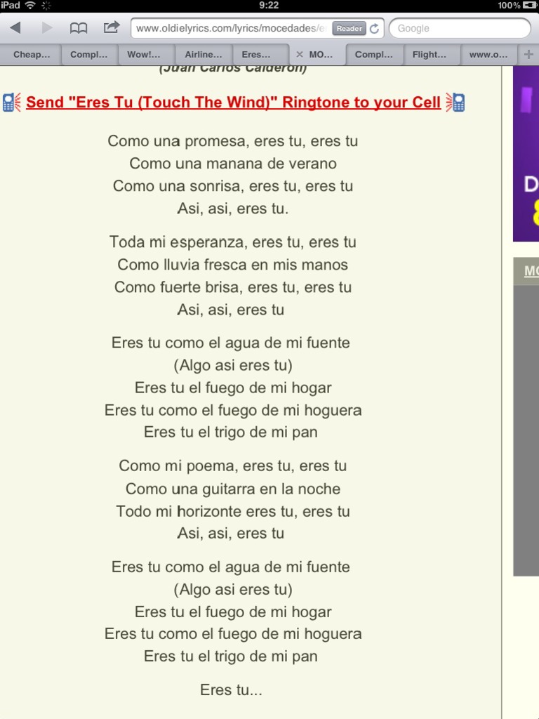 Eres Tu Lyrics PDF
