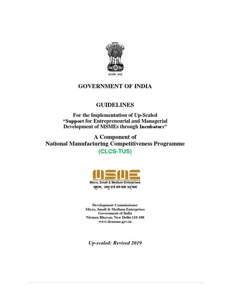 MSME Incubator Development Guidelines | PDF | Business Incubator ...