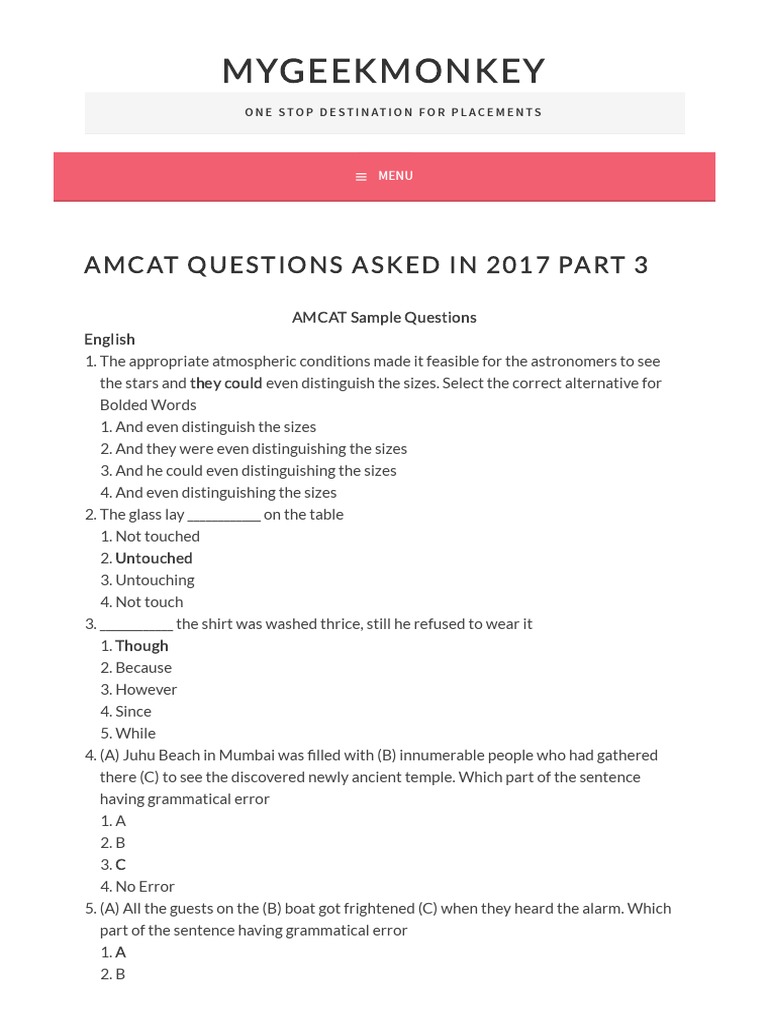 Mygeekmonkey: Amcat Questions Asked in 2017 Part 3 | PDF | Subroutine ...