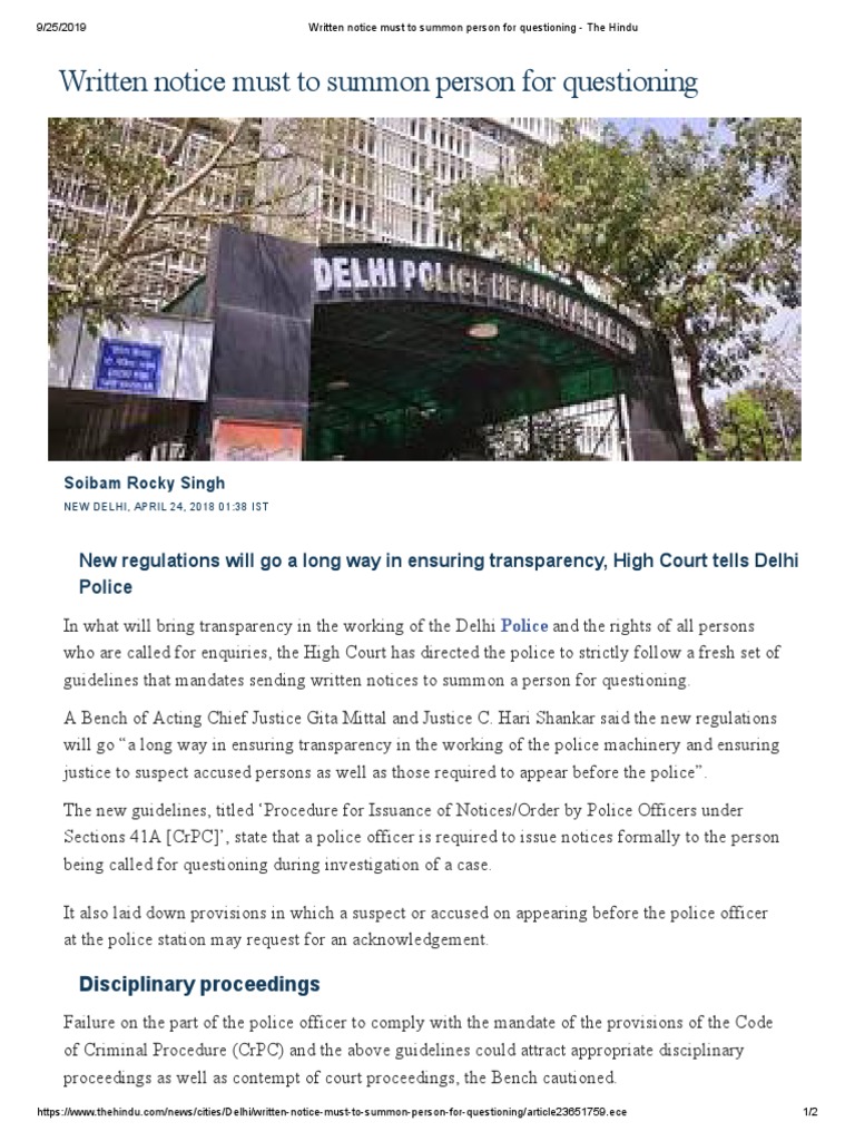 Notice Summons 41a Crpc Pdf Pdf Police Misconduct