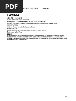 Trademark Journal 1779 Class 35 Page 3869 Pdf Retail Advertising