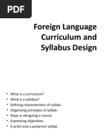 Foreign Language Curriculum and Syllabus Design