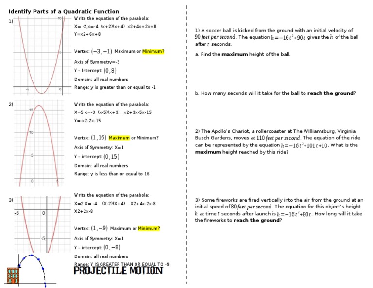 Identify Quad Parts Projectile Motion Pdf Motion Physics Physics