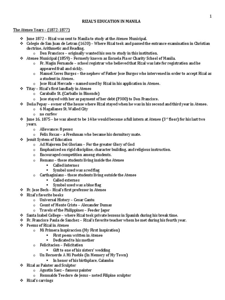 Rizal's Education Journey in Manila | PDF