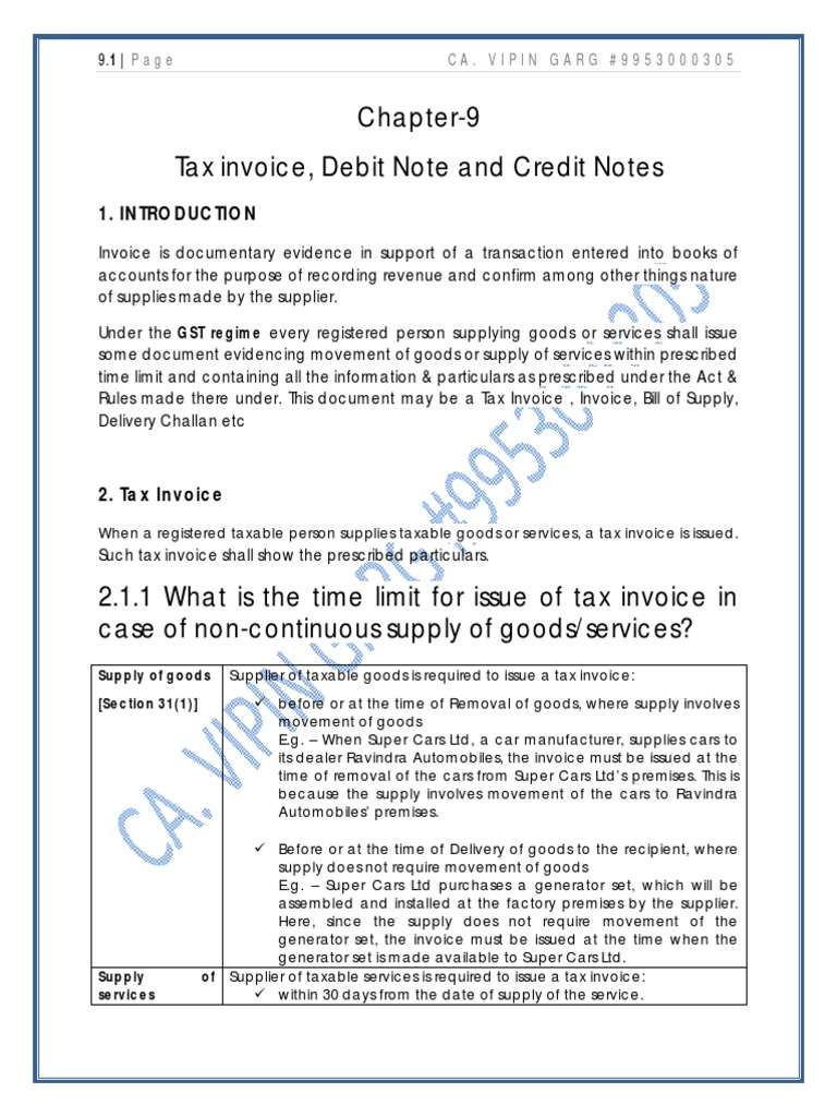 GST: Tax Invoices, Debit & Credit Notes | PDF | Invoice | Receipt