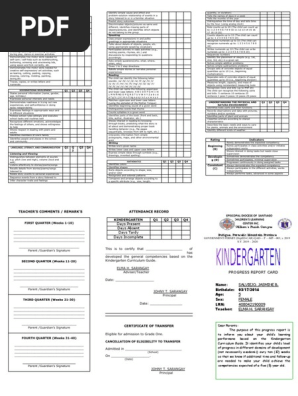 Kinder Report Card