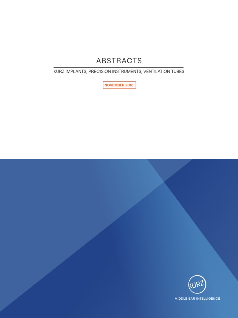 Abstracts: Kurz Implants, Precision Instruments, Ventilation Tubes ...