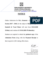 Notice: Online Admission For M.A. Semester - IV, Academic