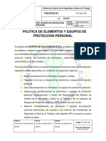 PLT-SST-005 Política de Elementos y Equipos de Proteción Personal