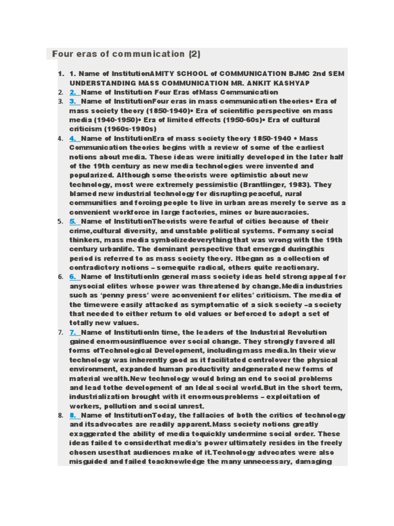 Four Eras of Mass Communication Theory | PDF | Cognition | Epistemology