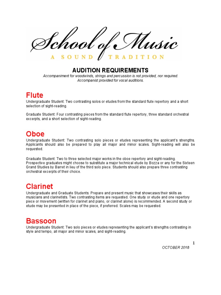 Flute Audition Requirements PDF Orchestras Concerto