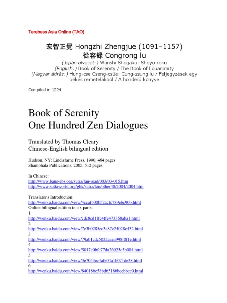2 Book Of Serenity One Hundred Zen Dialogues Pdf Pdf Zen Sunyata