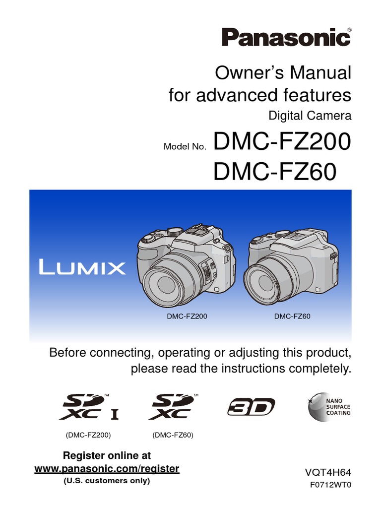 Panasonic Digital Camera DMCFZ60 PDF PDF Rechargeable Battery