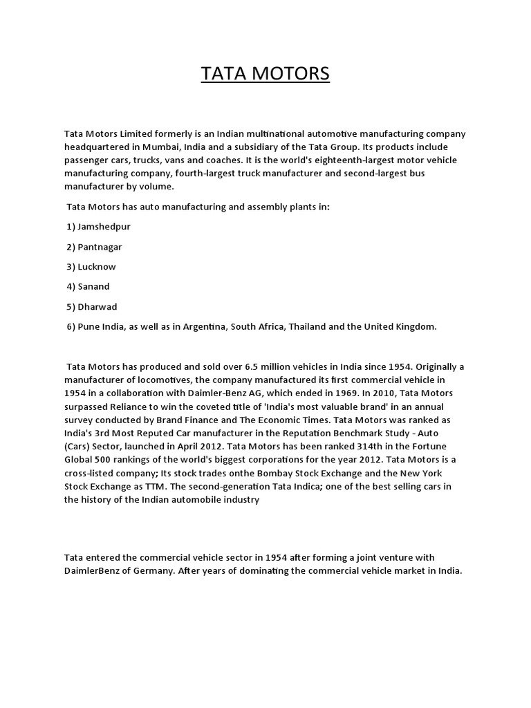 Tata Motors | PDF | Performance Appraisal | Business