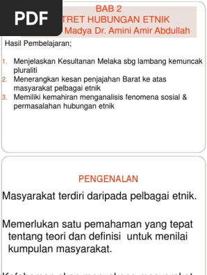 Bab 2 1 3 2020 Pjj Bab 2 Potret Hubungan Etnik Pdf