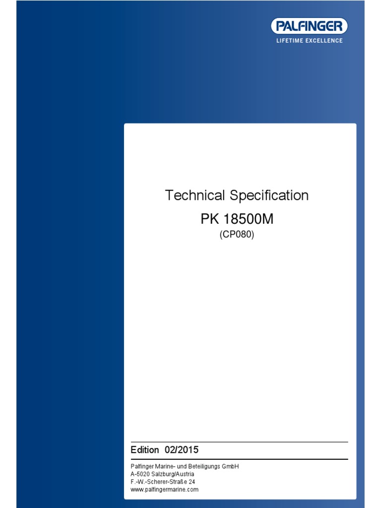 Technical Specification Palfinger Crane 18500 Crane Machine Machines