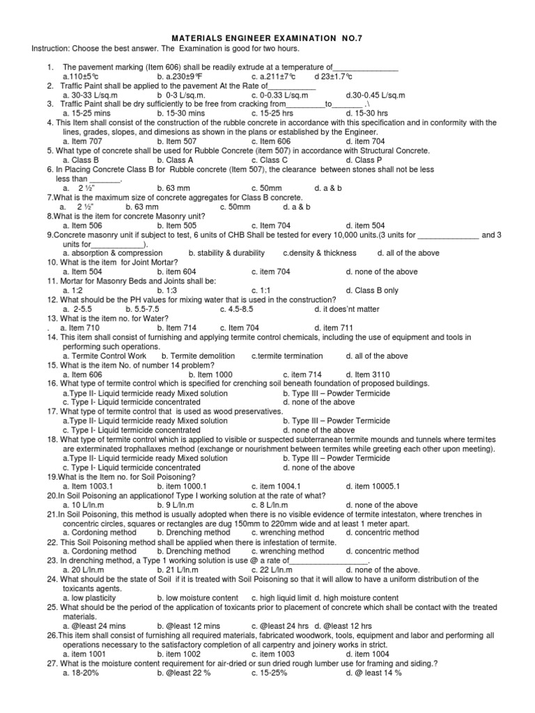 Materials Engineer Examination No.7 Download Free PDF Road Surface