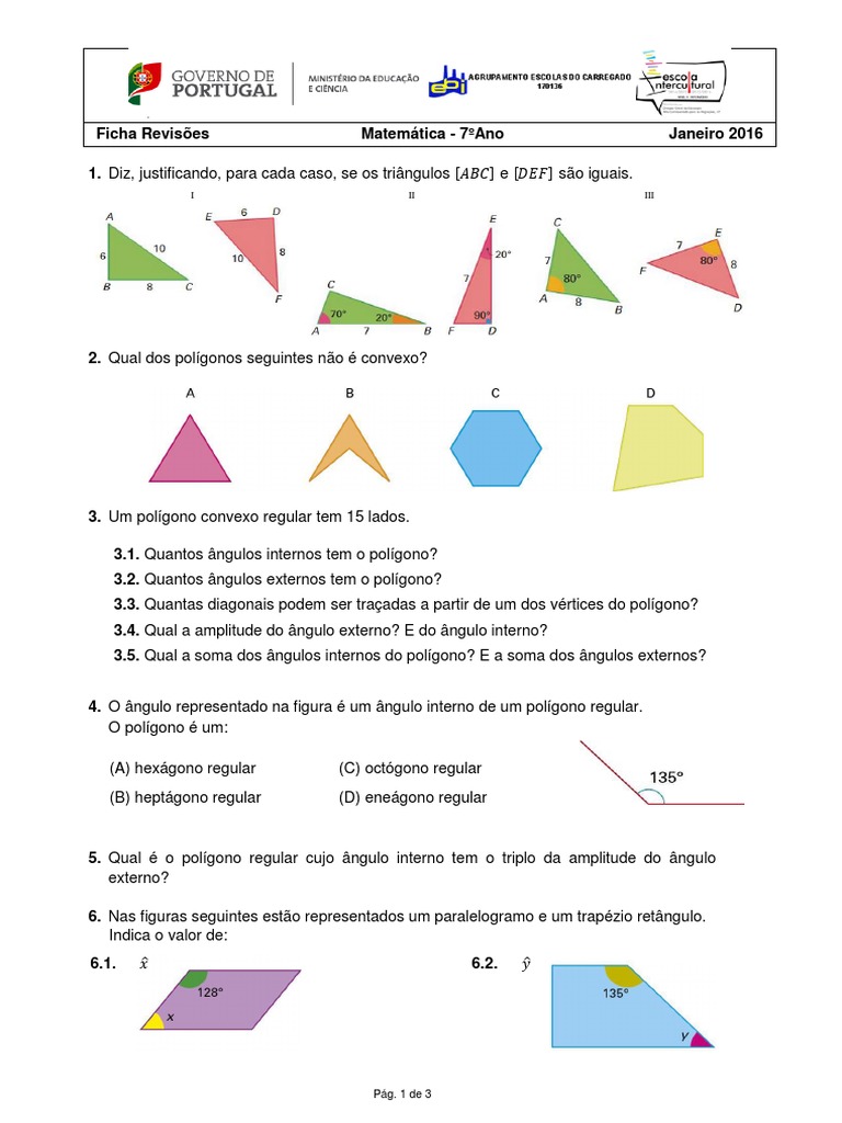 Tipos de polígonos e ângulos internos e externos - Matemática : Explicação  e Exercícios - evulpo