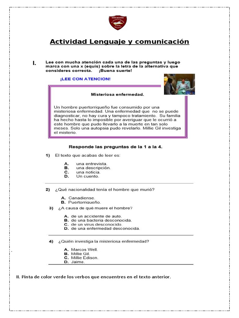Actividades de Lenguaje y Comunicación | PDF | Artes del Lenguaje y ...