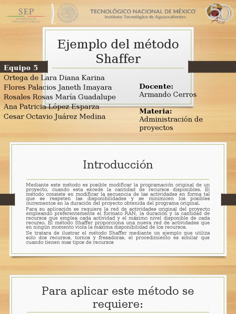 Ejemplo Del Método Shaffer Con Ejemplo | PDF | Science | Ciencia y ...