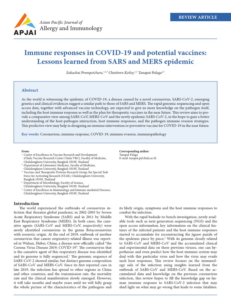 Immune Responses in COVID-19 and Potential Vaccines: Lessons Learned ...