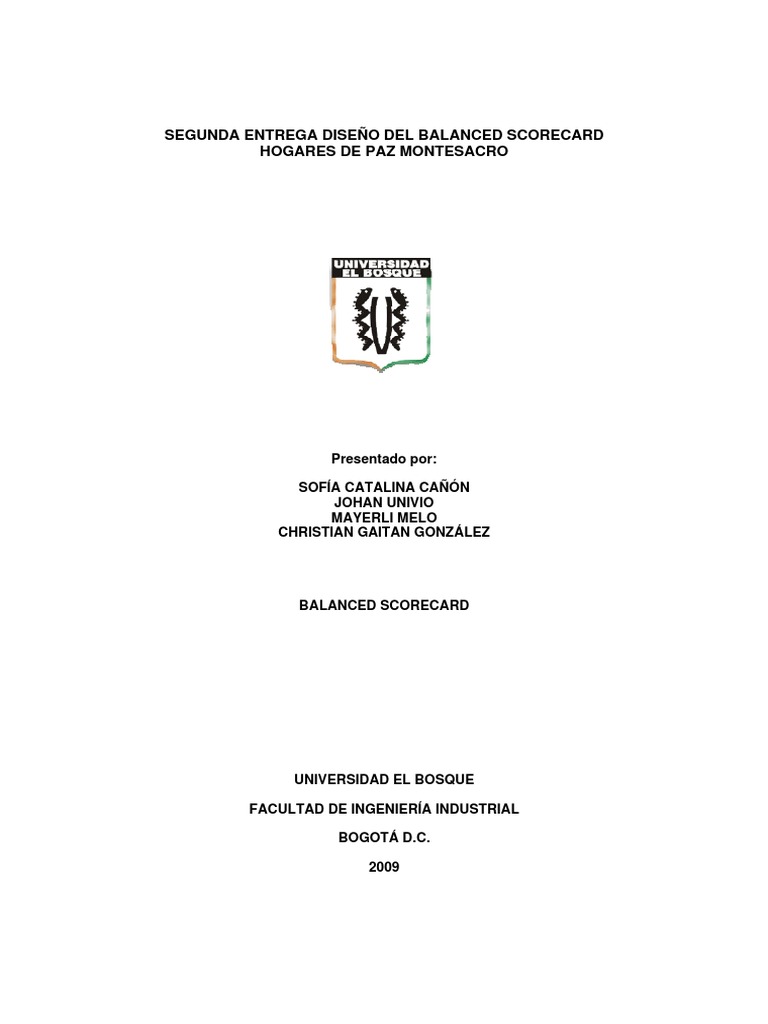 Diseño del Balanced Scorecard en Hogares de Paz | PDF | Calidad ...