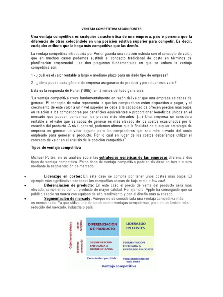 Estrategias Competitivas de Porter | PDF | Ventaja competitiva ...