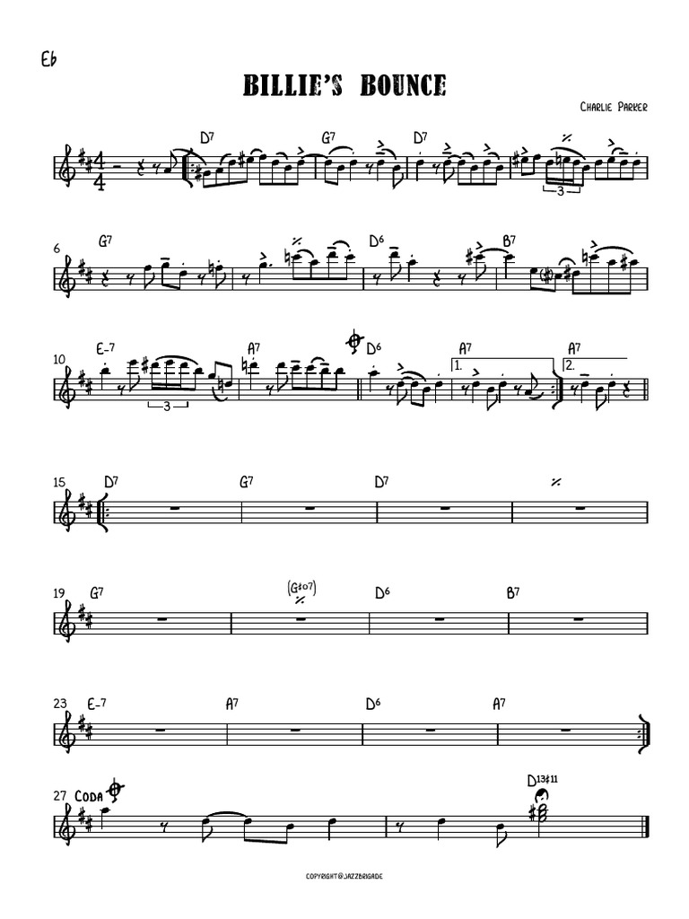 Billie S Bounce Charlie Parker Pdf