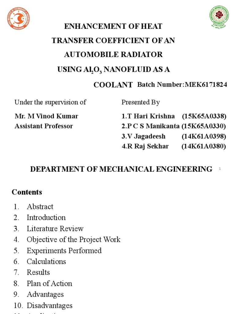 Enhancement of Heat Transfer Coefficient of An Automobile Radiator ...