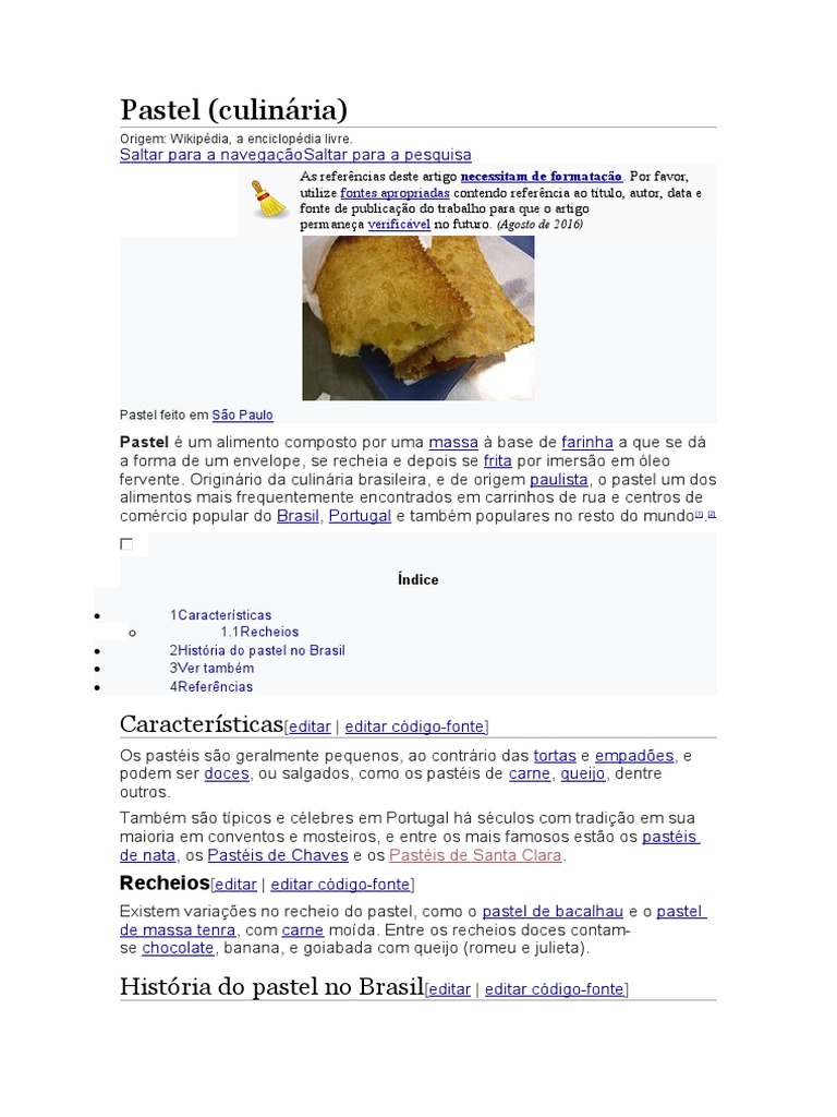 História e características do pastel | PDF | Preparação de alimentos e ...