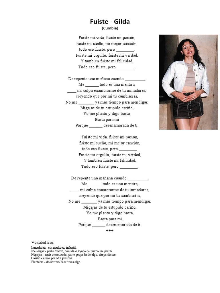 Fuiste: Letra y Significado de Gilda | PDF | Poesía