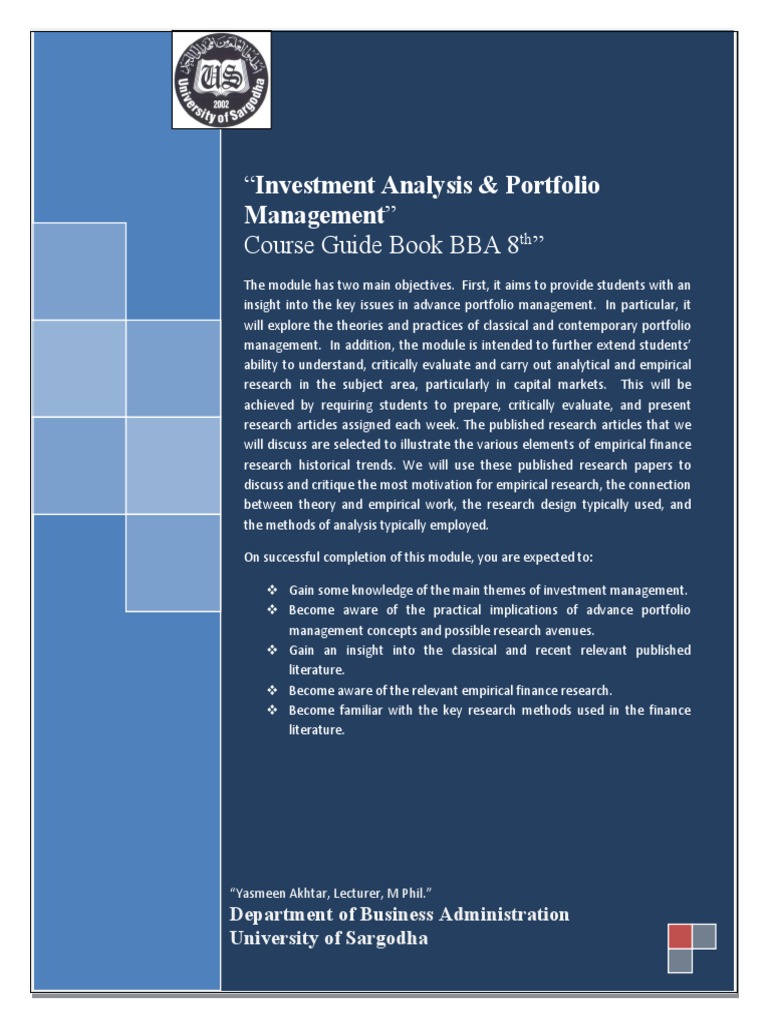 Investments Course Guide Book - WPS PDF Convert | PDF | Investment ...