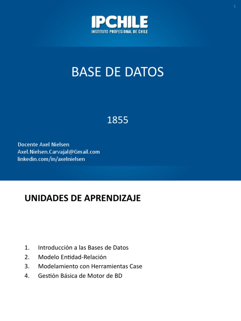Base Datos Clase 1 | PDF | Bases de datos | Gestión de tecnología de la ...